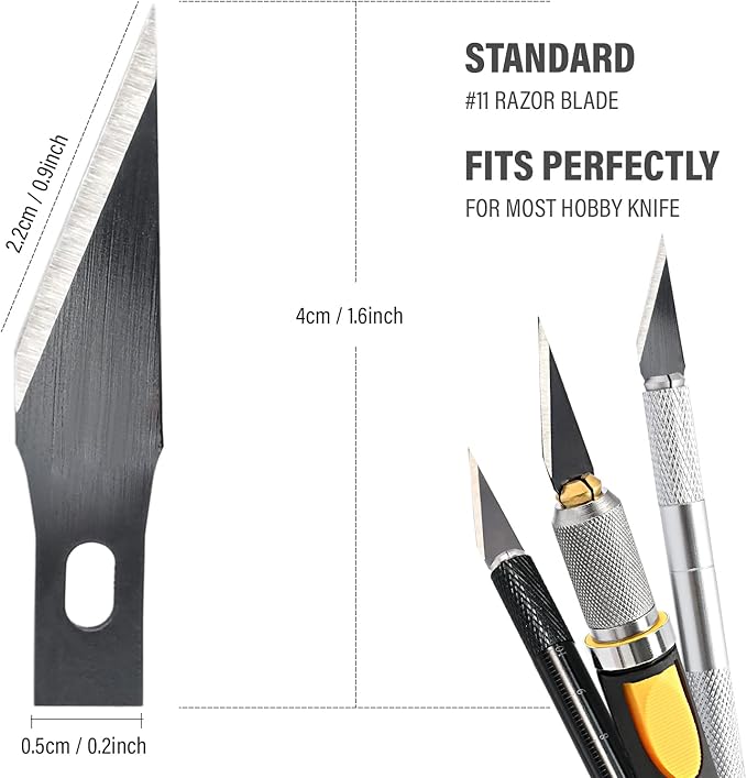 EHDIS Precision Craft Knife Blades 11# Knife Blades Refill Hobby Art Blades Cutting Tool with Storage Case for Craft, Hobby, Scrapbooking, Stencil (100)