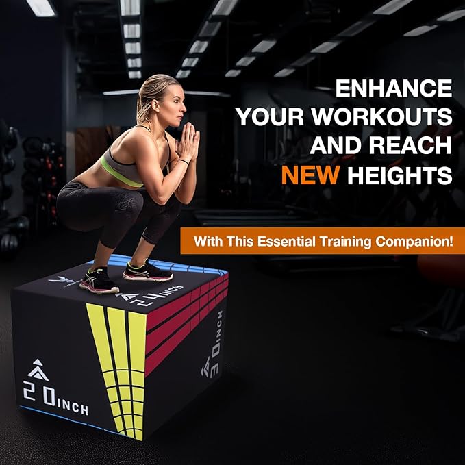 DIKEP 3-in-1 Foam Plyometric Jump Box, Heavy Duty Exercise Plyo Box with Non-Slip Surface, Box Jumps for Jumping, Step-Ups, Home Gym Training, Agility and Strength Conditioning