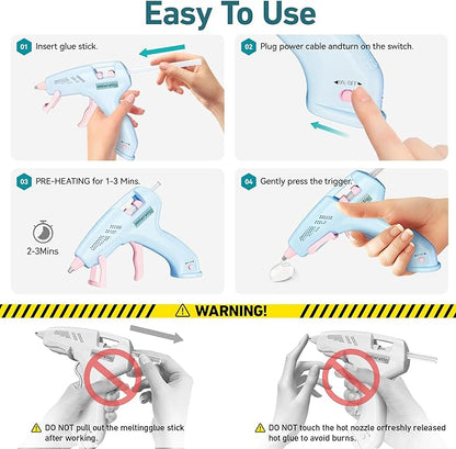 20W Portable Mini Hot Glue Gun with 30 Glue Sticks,USB - Charging,Fixed Stand-Multifunctional for School Crafts DIY Arts Gift