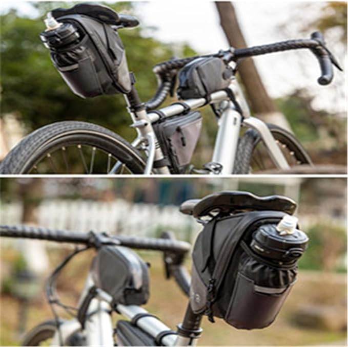 Bike Saddle Bags with Water Bottle Pouch Waterproof Bike Bags Under Seat Pack for Mountain Road Saddle Bag Bicycles Storage Bag 1.5L