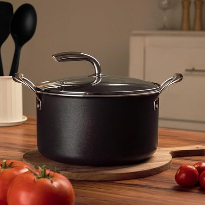 Vasconia 11-Piece Aluminum Cookware Set - Nonstick Pots and Pans with Lids - Dishwasher, Oven Safe up to 475°F - Skillets, Griddle, Casserole, Dutch Oven - Black