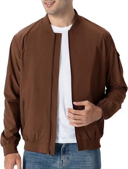 TBMPOY Men's Lightweight Bomber Jackets Light Windbreaker Casual Stylish Fall Golf Zip Up Dress Business Varsity