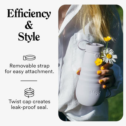 STOJO Collapsible Sports Water Bottle - Leak-Proof Reusable Silicone Travel Cup for Hot & Cold Drinks - Microwave & Dishwasher Safe - AS SEEN ON TODAY SHOW - Parent (Eucalyptus)