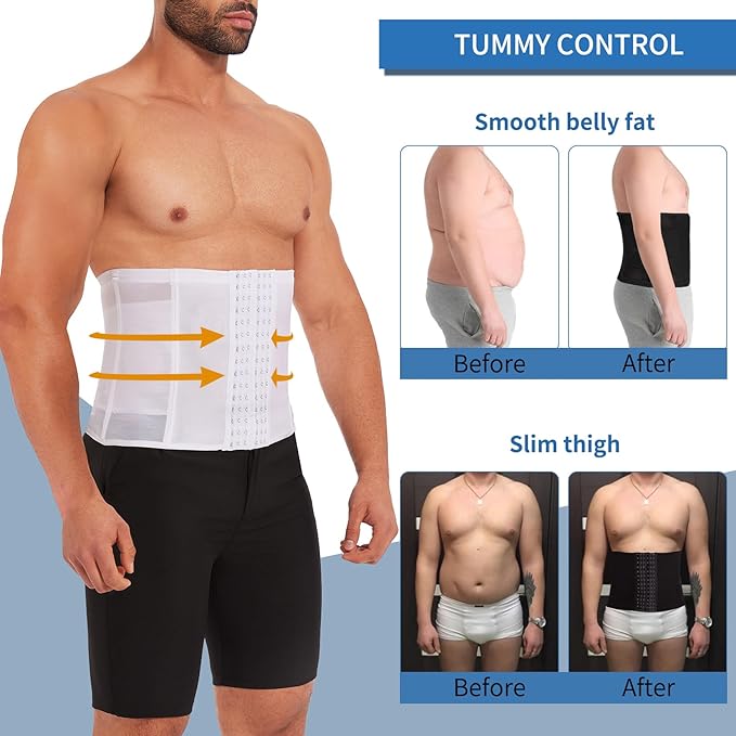 MISS MOLY Waist Trainer for Men Corset with Steel Bones Stomach Belt Waist Trimmer Belly Girdle for Fitness Body Shaper