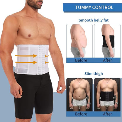 MISS MOLY Waist Trainer for Men Corset with Steel Bones Stomach Belt Waist Trimmer Belly Girdle for Fitness Body Shaper