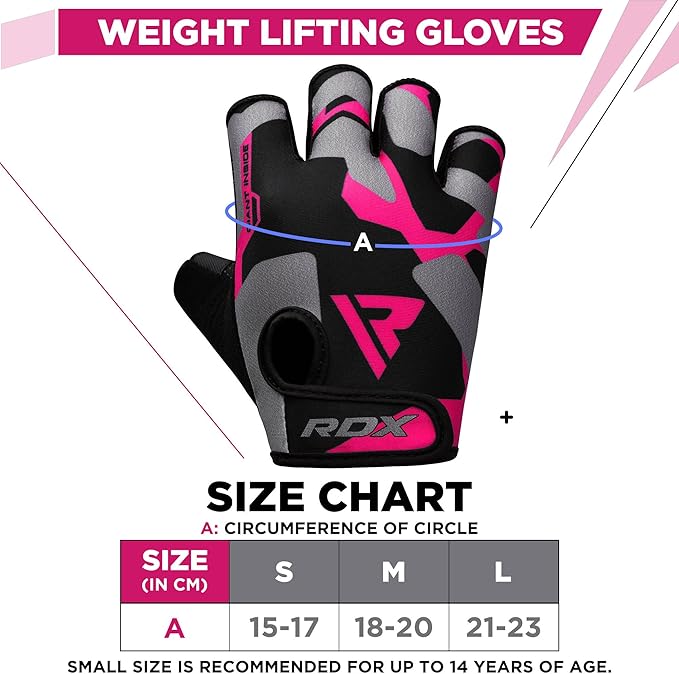RDX Weight Lifting Gloves Gym Fitness Workout, Anti Slip Padded Palm Elasticated Strength Training Equipment Men Women Half Finger Exercise Bodybuilding Calisthenics Cycling Rowing Climbing