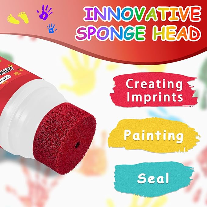Baby Hand and Footprint Kit with Sponge Head, Baby Ink Hand and Footprint Kit, 1.69 fl oz Non-Toxic and Washable, Paw Print Kit for Dogs Suitable for Babies and Pets, Newborn Memento, Red