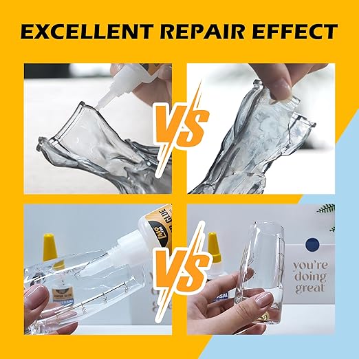 Glass Super Glue Liquid, Clear Instant Cyanoacrylate Adhesives for Glass Repair, All Purpose CA Glue for Ceramic Crystal Jewelry Mirror Plastic Model Metal Wood Pottery Porcelain Stone, Thin