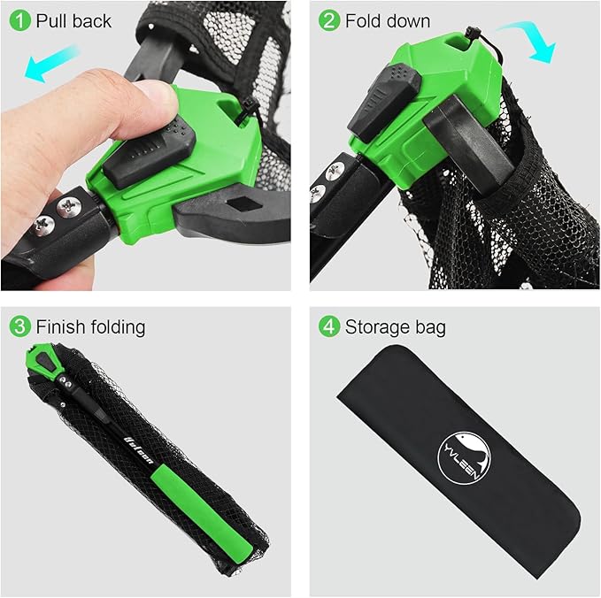 YVLEEN Floating Fishing Net Fish Landing Net - Upgraded Design Foldable & Lightweight Freshwater Fishing Landing Net, Ultra-Thin Rubber Fish Net Easy Catch and Release, Fishing Gifts for Men