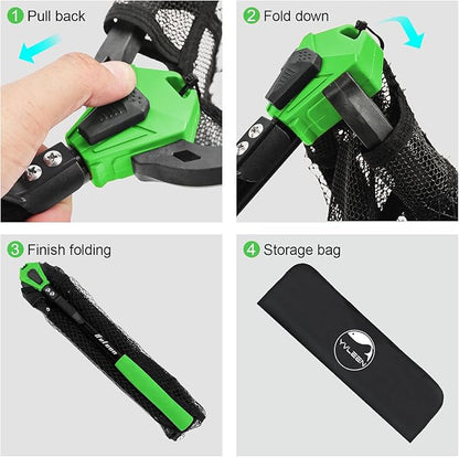 YVLEEN Floating Fishing Net Fish Landing Net - Upgraded Design Foldable & Lightweight Freshwater Fishing Landing Net, Ultra-Thin Rubber Fish Net Easy Catch and Release, Fishing Gifts for Men