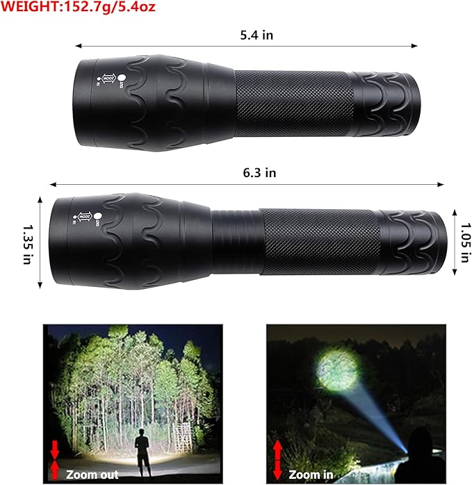 Military Grade Single Mode 3000 Lumens Tactical LED Waterproof Handheld Flashlight,2-Pack