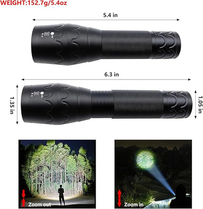 Military Grade Single Mode 3000 Lumens Tactical LED Waterproof Handheld Flashlight,2-Pack