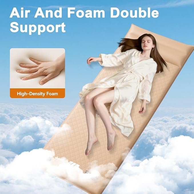 Sleeping Pad for Camping,3.14" Thick Memory Foam Self Inflating Mattress with Pillow and Built-in Electric Pump,4-Season Adult for Travel/Tent/Car