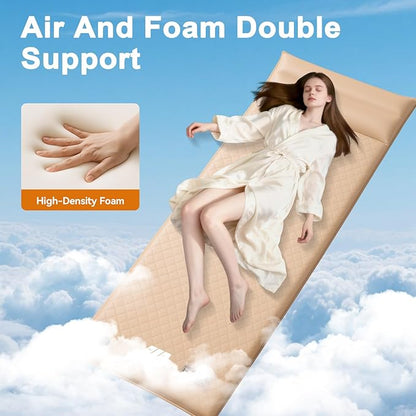 Sleeping Pad for Camping,3.14" Thick Memory Foam Self Inflating Mattress with Pillow and Built-in Electric Pump,4-Season Adult for Travel/Tent/Car