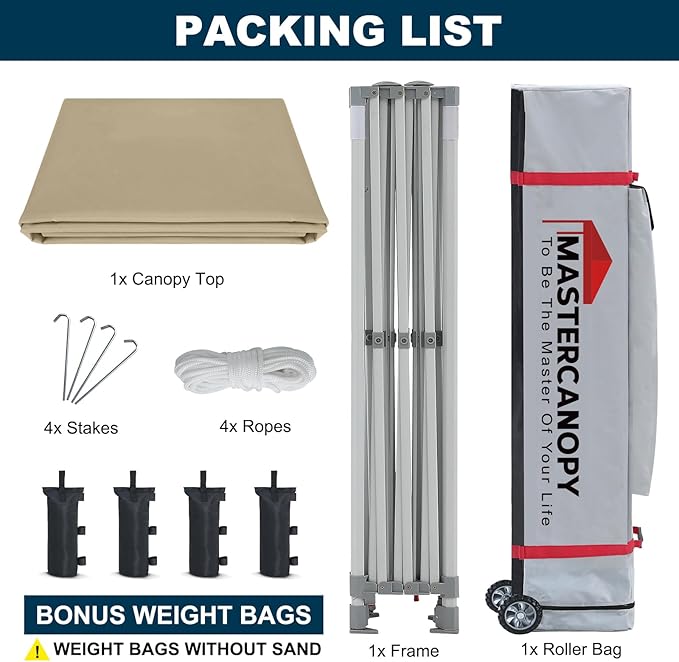 MASTERCANOPY Pop Up Canopy Tent Commercial Grade 10x15 Instant Shelter (Beige)