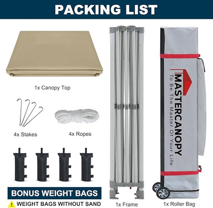 MASTERCANOPY Pop Up Canopy Tent Commercial Grade 10x15 Instant Shelter (Beige)