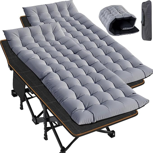 Slsy Folding Camping Cot for Adults with Pad, Padded Portable Sleeping Cots, Camp Bed with Carry Bag for Outdoor Travel, Beach, Hiking