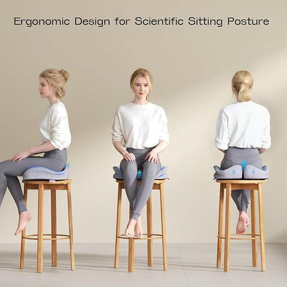 Seat Cushions for Office Chairs - Patented Extra Large Seat Cushion 21.2" W x 16.5" L - Memory Foam Seat Cushion for Tailbone Pain Relief, Sitting Pressure Relief (Light Grey)