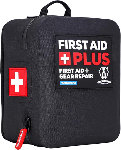 Uncharted Supply Co. First Aid Plus – Waterproof First Aid & Survival Kit with Rip-Away MOLLE Backer – Packed with Medical Supplies & Tools for Trucks, Boats, ATVs, and Outdoor Emergencies