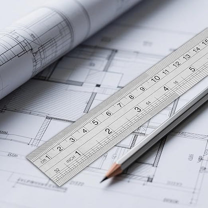 35 PCS 12 Inch Stainless Steel Ruler Bulk with Inch and Metric Scale, Straight Edge Metal Rulers Measuring Tool for Measuring