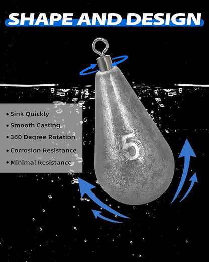 BLUEWING Casting Swivel Bell Sinkers Fishing Weights 1/2oz-8oz Drop Shot Dipsey Lead Saltwater