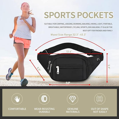DAITET Crossbody Fanny Pack for Men&Women,Large Waist Bag & Hip Bum Bag with Adjustable Strap for Outdoors Workout Traveling Casual Running Hiking Cycling