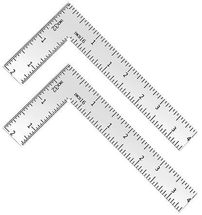 Right Angle Ruler, 2 x 4 inch L Ruler, Stainless Steel L Square for Engineer Carpenter Measuring (Silver)