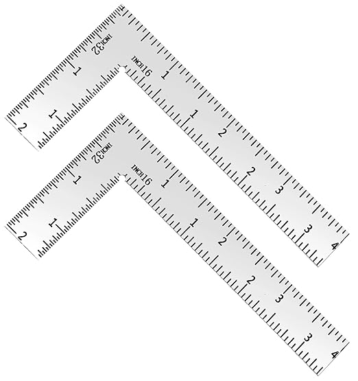 Right Angle Ruler, 2 x 4 inch L Ruler, Stainless Steel L Square for Engineer Carpenter Measuring (Silver)