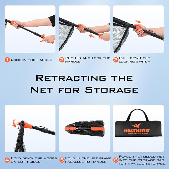 KastKing Pontus Fishing Net, Foldable & Lightweight Landing Net with Built in Length Scale, Strength Aluminum Handle, Fishing Gear and Gift for Men