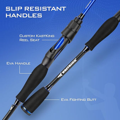KastKing Centron Fishing Rod and Reel Combo, Spinning & Baitcasting Combos, IM6 Graphite 2Pc Blanks, Stainless Steel Guides with Ceramic Rings, Contoured EVA Handles & Fighting Butt