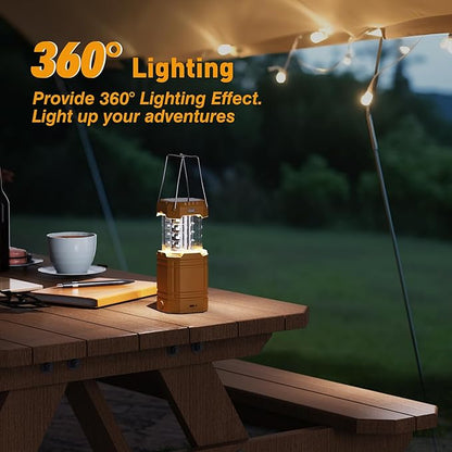 3000mAh Large Capacity Hand Crank Solar Camping Lantern, Portable Ultra Bright LED Torch, 23-26 Hours Running Time, USB Charger, Electronic Lantern for Outdoor