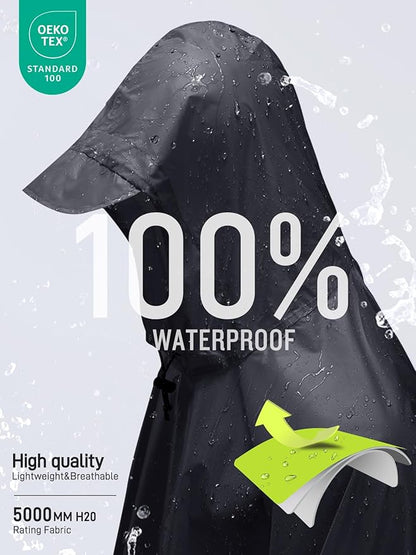 SaphiRose Hooded Rain Poncho Waterproof Raincoat Jacket for Men Women Adults