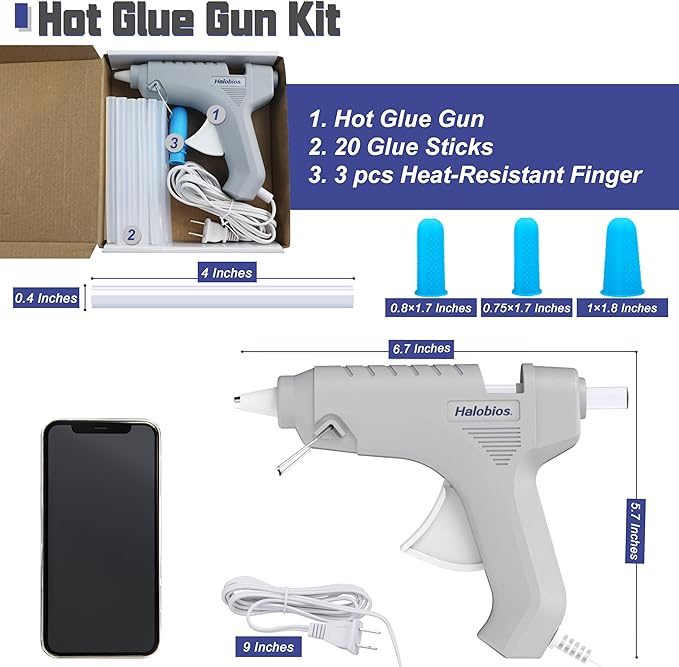 Hot Glue Gun, Fast Preheating Hot Melt Glue Gun with 20 Glue Sticks, Hot Glue Gun Full Size for Making Decoration School DIY Crafts Projects Home Repairs(40W Gray)