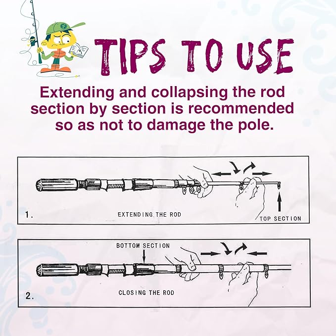 Kids Fishing Pole, Portable Telescopic Kids Fishing Poles for Boys and Girls, Fishing Rod and Reel Combo Kit with Tackle Box, and Fishing Net, Best Fishing Pole for Toddler Youth