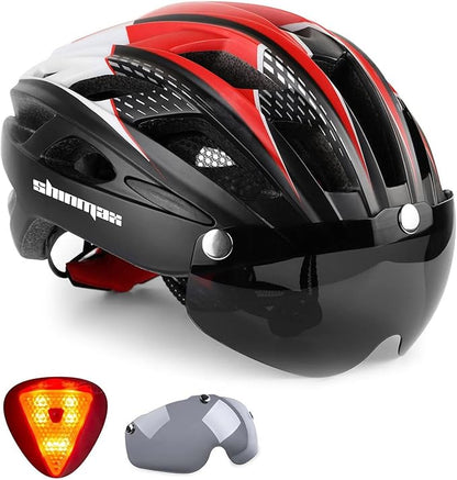 Shinmax Bike Helmet, CPSC/CPC Bike Helmet for Adult Men Women with Magnetic Goggles&Led Back Light Cycling Helmet Adjustable SM-T69