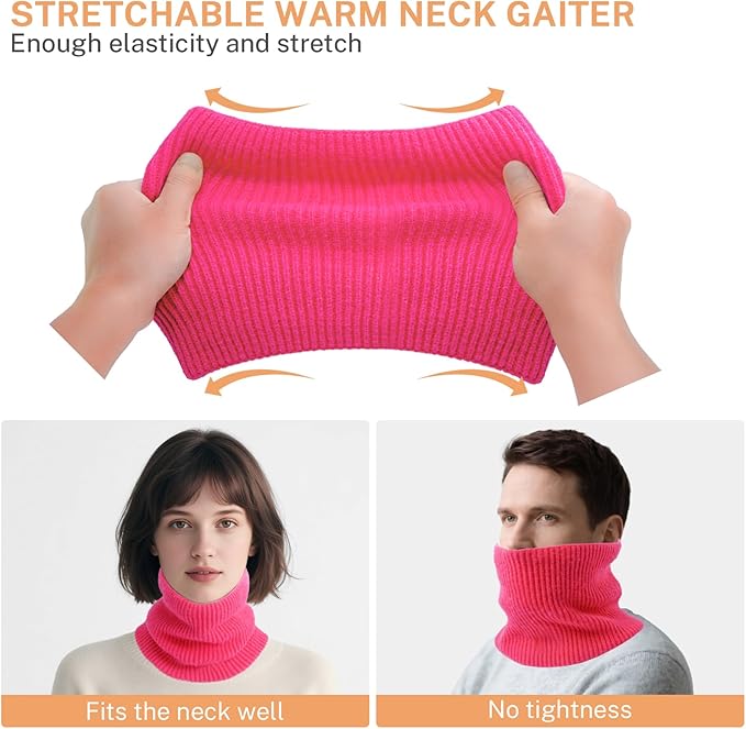 Winter Knitted Neck Gaiter For Men and Women Fleece Neck Warmer Windproof Face Mask for Cold Weather Gifts