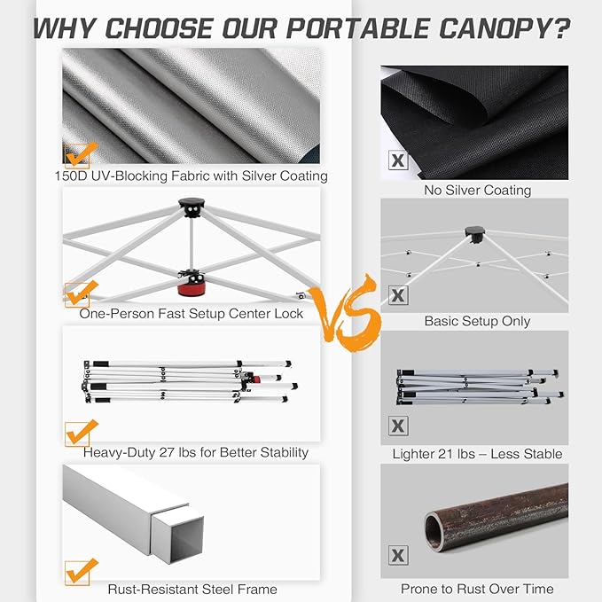 EAGLE PEAK 10x10 Slant Leg Pop-up Canopy Tent Easy One Person Setup Instant Outdoor Beach Canopy Folding Portable Sports Shelter 10x10 Base 8x8 Top (Light Beige)