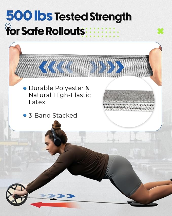 VINSGUIR Ab Roller Wheel for Beginners to Pros, Ab Roller with Adjustable & Detachable Resistance Band, Abs & Core Workout Equipment for Home Gym, Abdominal Wheel with Exercise Guide and Knee Pad, Men Women