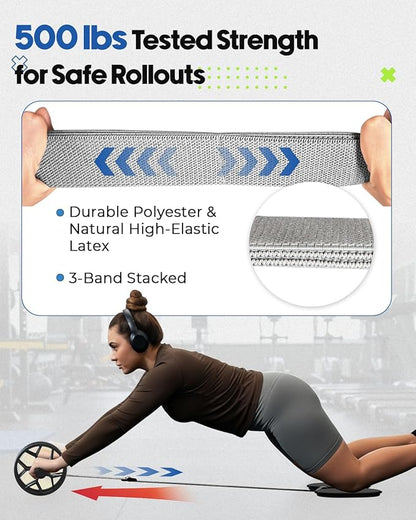 VINSGUIR Ab Roller Wheel for Beginners to Pros, Ab Roller with Adjustable & Detachable Resistance Band, Abs & Core Workout Equipment for Home Gym, Abdominal Wheel with Exercise Guide and Knee Pad, Men Women