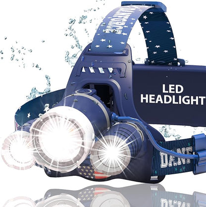 DanForce Headlamp. USB Rechargeable LED Head Lamp. Ultra Bright LUMINUS 1080 Lumen Head Flashlight + Red Light. HeadLamps for Adults, Camping, Outdoors & Hard Hat Work. Zoomable IPX54 Headlight