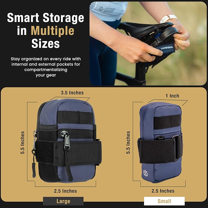 Lumiere & Co. Bike Saddle Bag – Ultra Small (0.2L) & Medium (0.5L) Options | Sleek Minimalist Design, Secure Hook & Loop Strap