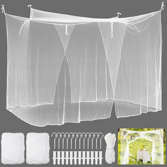 Tranqun 2 Pcs Mosquito Netting for Patio, Ultra Large Mosquito Net for Bed with 2 Side Openings 16 Hanging Loops for Camping Home Outdoor Travel Dormitory Decor (White,75 x 36 x 59 Inch)