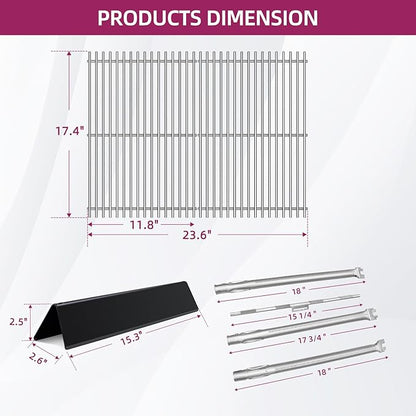 7639 17.4 Inches Grid Grates 7636 Flavorizer Bar with 69787 Burner for Weber Replacement for Spirit 300 Series,for Spirit E-310, E-330, E-320, S-310/320/330Cooking Gas Grills