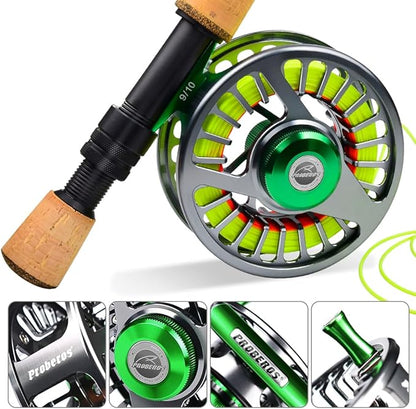 Fly Fishing Reel Fly Reels - Large Arbor CNC-Machined Aluminum Alloy Body Light Weight 5/7, 7/9, 9/10 wt (Black, Green, Silver/Blue, Gray-Green, Silver-Blue,Gunmetal,Ice Blue,Sapphire Blue)