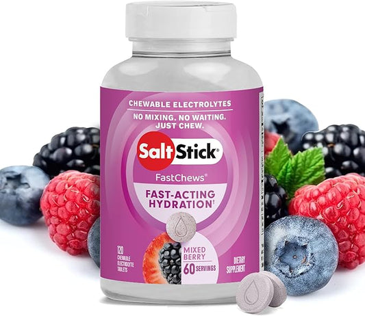 SaltStick Electrolyte FastChews - 120 Mixed Berry Chewable Tablets - Salt Tablets for Running and Hydration, Electrolyte Chews - 120 Count