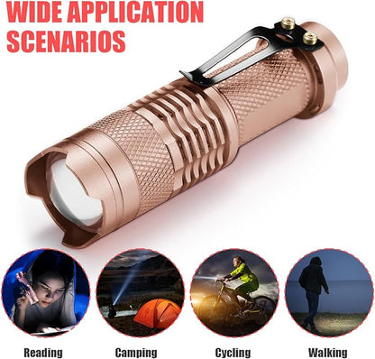 Fumete 20 Pieces LED Flashlight Mini 3 Mode Tactical Torch Small Water Resistant Pocket Flash Light Adjustable Focus Light Pen for Men, Father, Indoor Outdoor Hiking(Bronze)