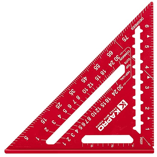 Kapro - 446 High Definition Anodized Rafter Square - Resists Wear and Corrosion - Features Conversion Table and Protractor - Lightweight & Compact Profile - 7 Inch