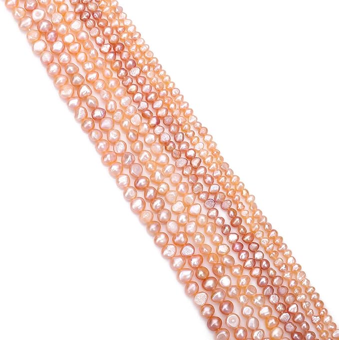 Natural Pearl Beads Side Hole 8-9mm Pink Freshwater Cultured Loose Gemstone Beads for DIY Jewelry Making 13.8''/Strand