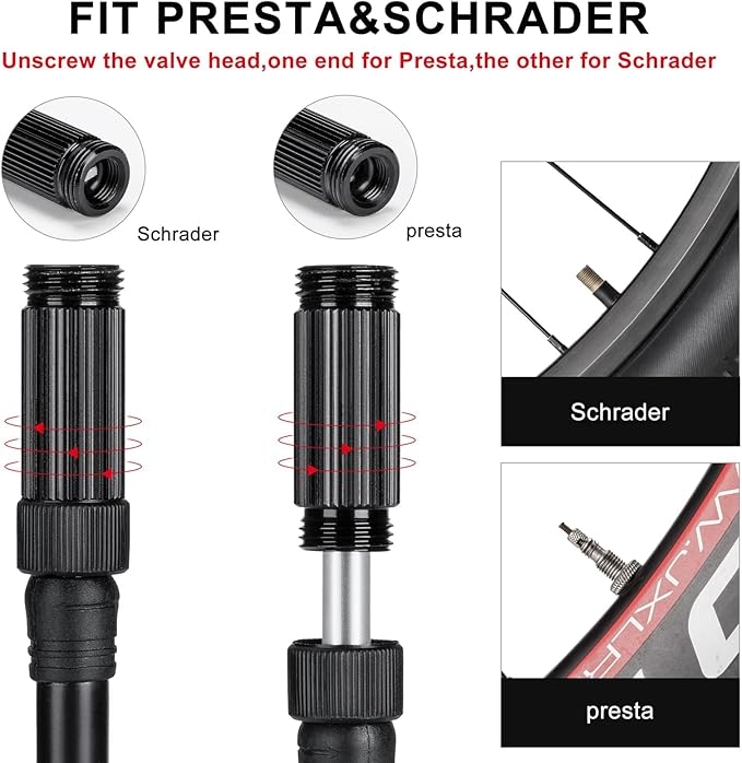 CXWXC Bike Pump Portable- Mini Bicycle Pump with Pressure Gauge Fits Presta and Schrader Valves- 120PSI High Pressure Bike Air Pump with Mounting Bracket