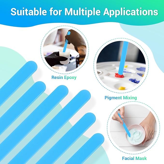 Gartful 6PCS Large Silicone Stir Sticks, Reusable Epoxy Resin Stir Sticks for Resin Mixing, Paint, Making Glitter Tumblers Cups, Arts, Crafts, Facial Mask Stirring Rods, 6.3" Long, Blue